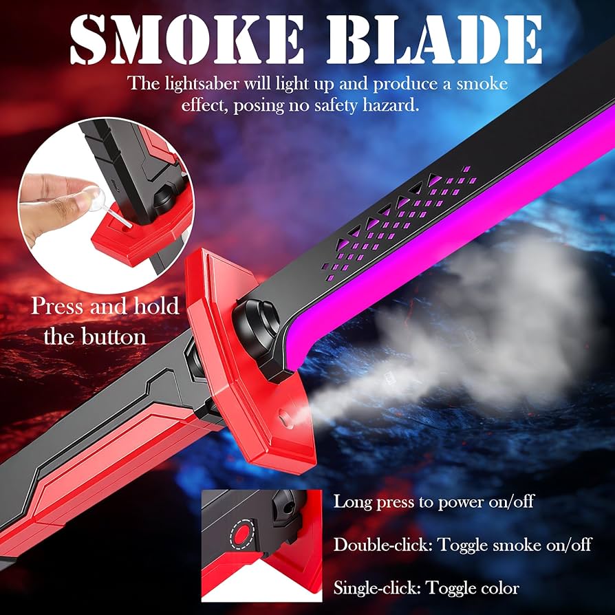 RGB Smoke Blade Lightsaber with Mist Effect ā Rechargeable LED Color Changing Sword